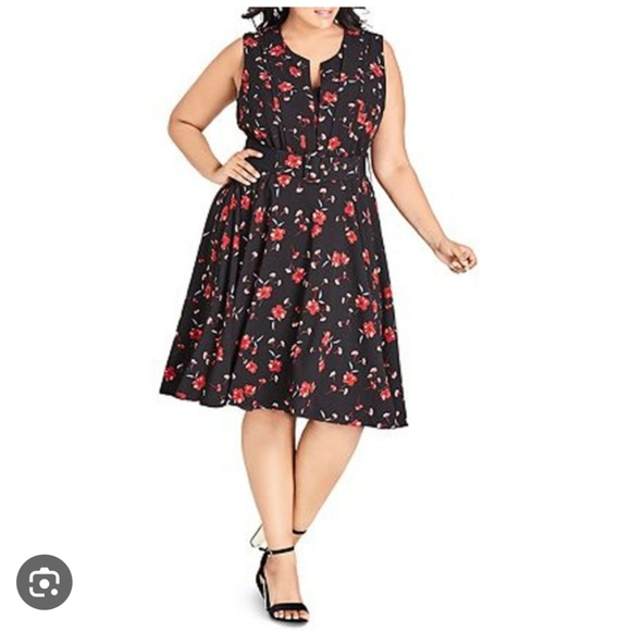 City Chic Dresses & Skirts - Vintage Veronica Dress-Fall in Love-Red and Black Floral
